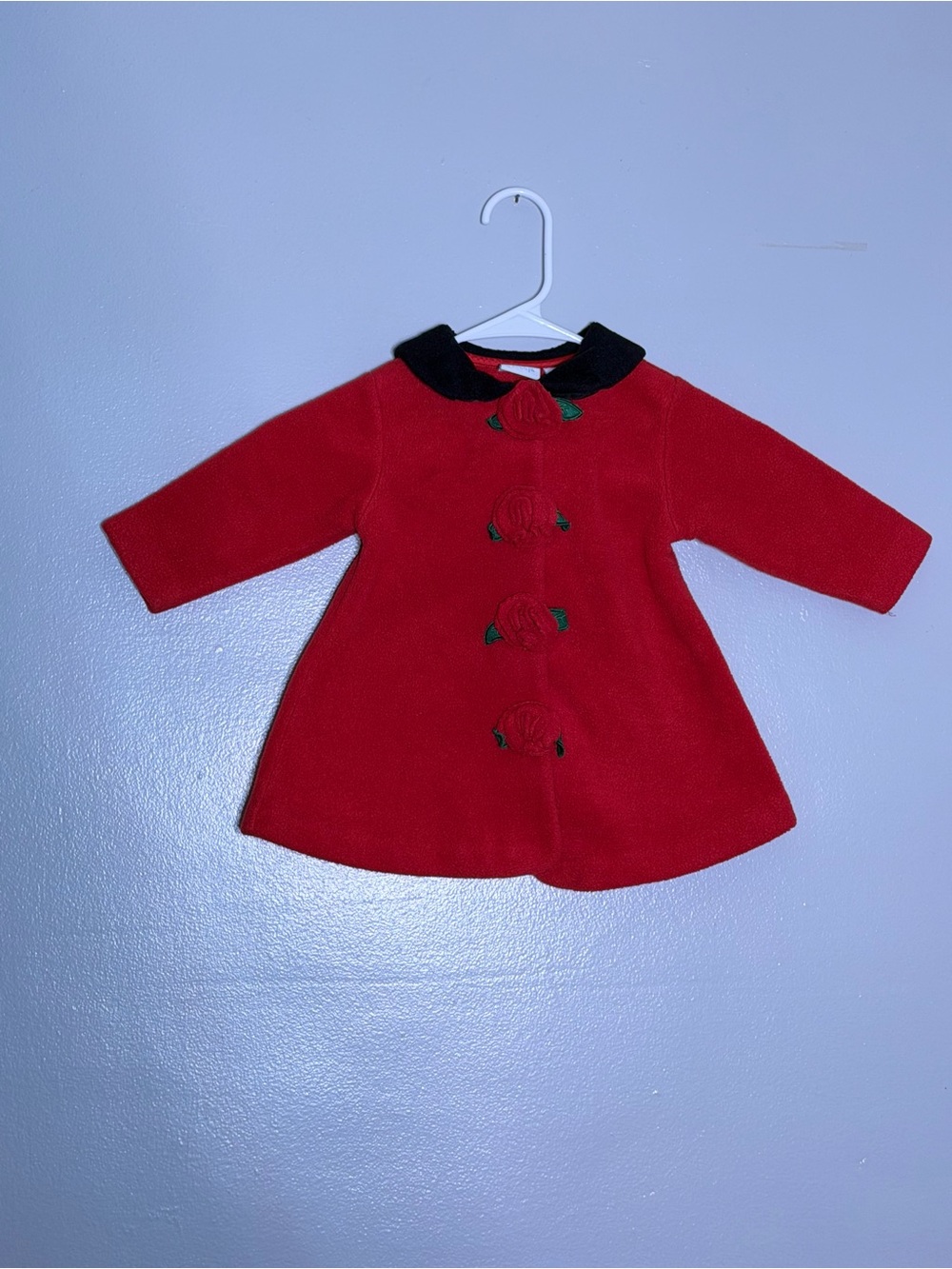 2nd Step Baby Girl Fleece Coat Jacket Red Rose 3D Flower Closure 12 Months